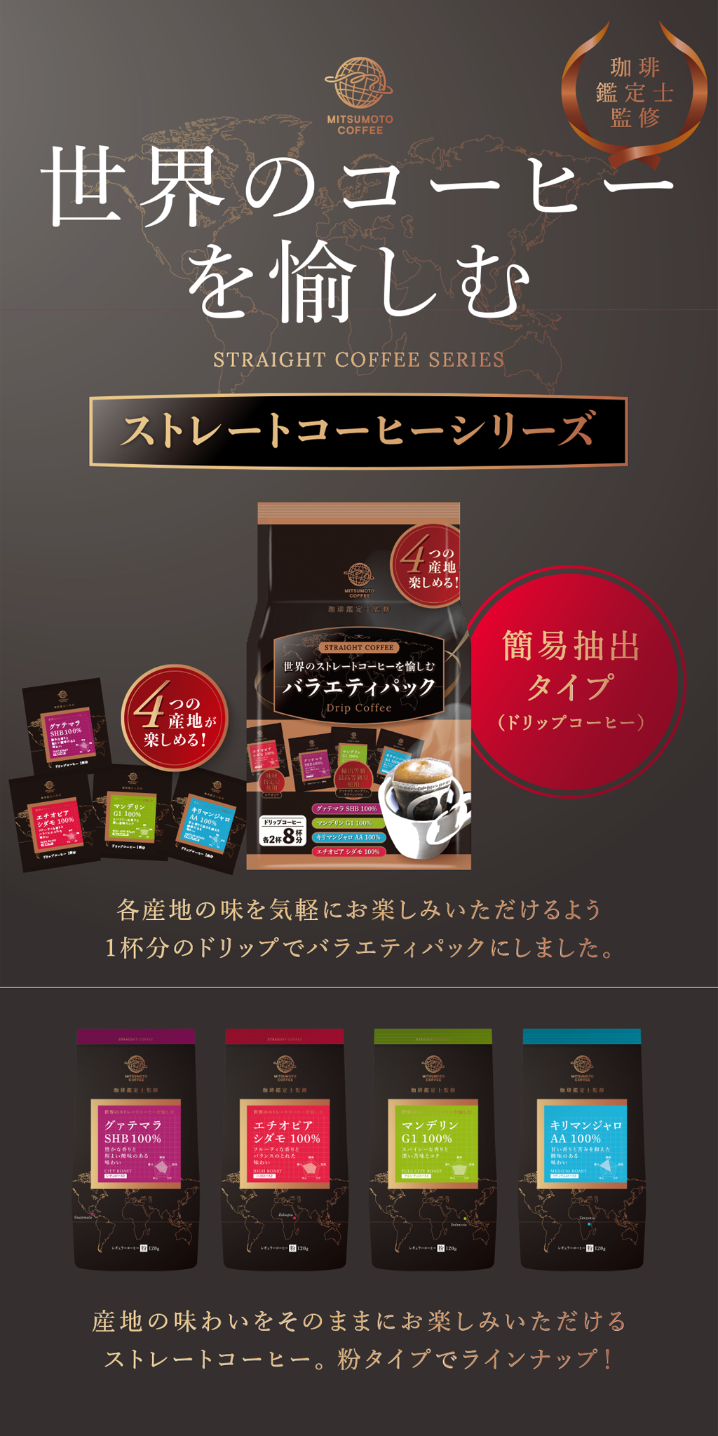 ストレートシリーズ | 三本珈琲株式会社 コーヒーを、どこまでも。