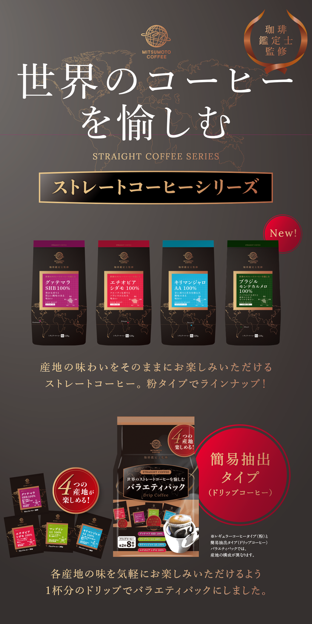 ストレートシリーズ | 三本珈琲株式会社 コーヒーを、どこまでも。